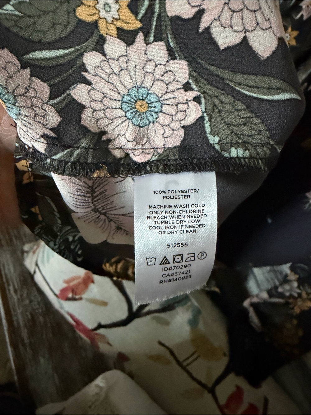 LOFT Black Floral Tie-Neck Blouse - Picture 9 of 9
